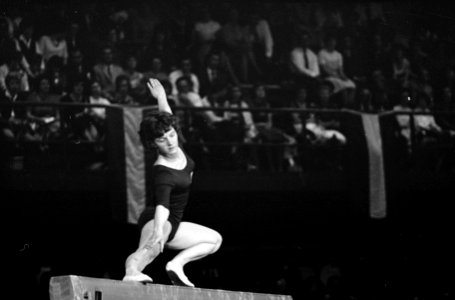Turnen Nederland tegen Polen, Ria Rietveld op de evenwichtsbalk, Bestanddeelnr 915-1978