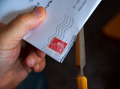 Correspondence envelope stamp photo
