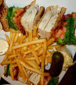 Turkey sandwich at a diner with French Fries