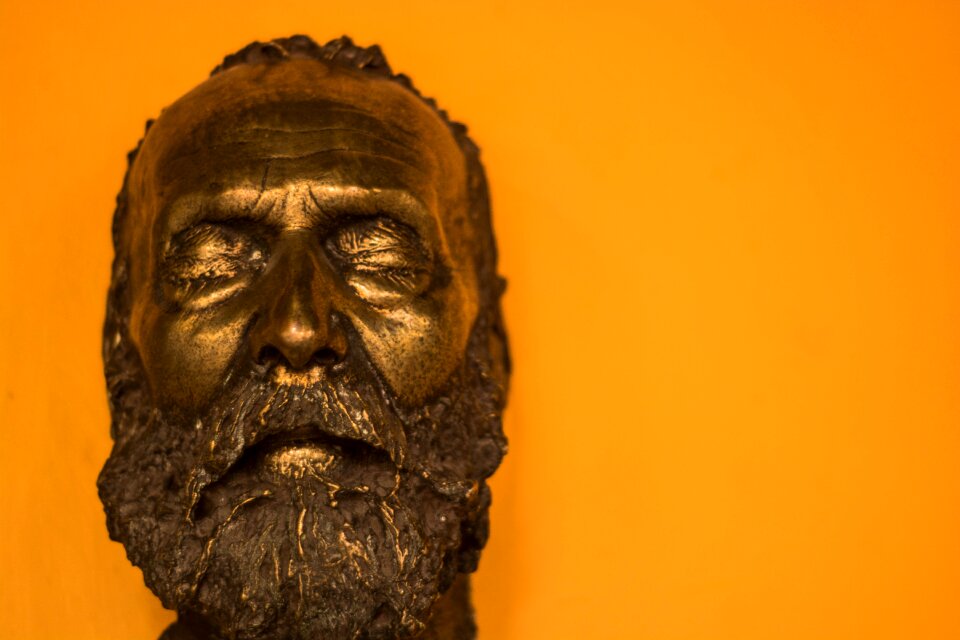Portrait sculpture orange portrait