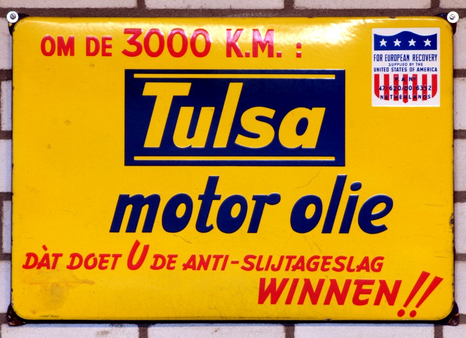 Tulsa enamel advert sign at the den hartog ford museum pic-063