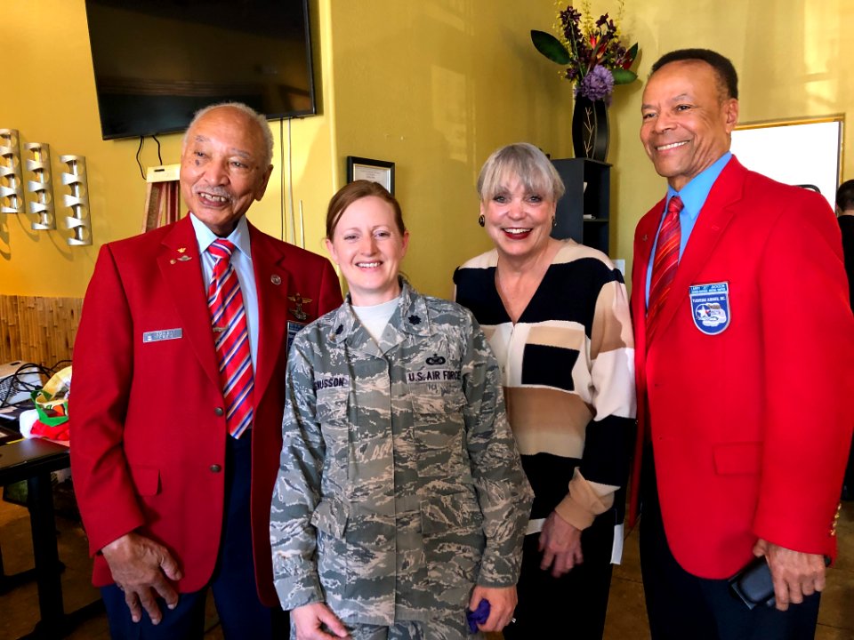 Tuskegee Airmen David Toliver Sr. with Lt. Col. Elizabeth Magnusson, Terrie Frankel and Larry "Jet" Jackson