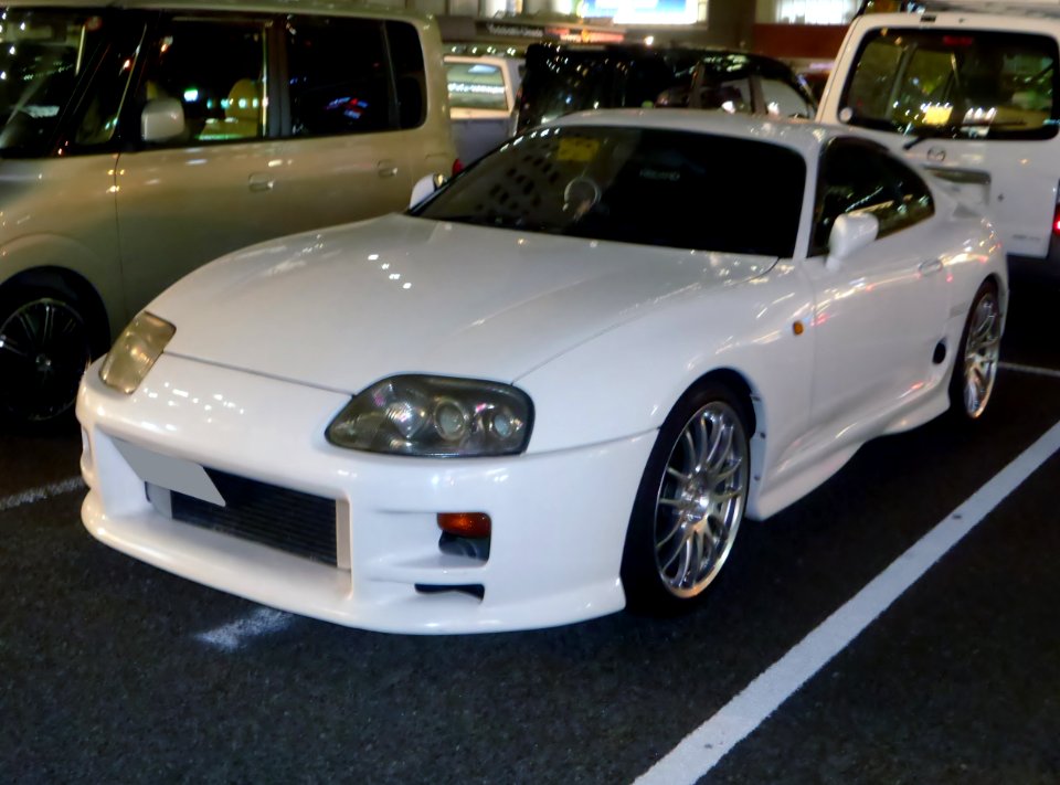 Tuned Toyota Supra (A80) at night front