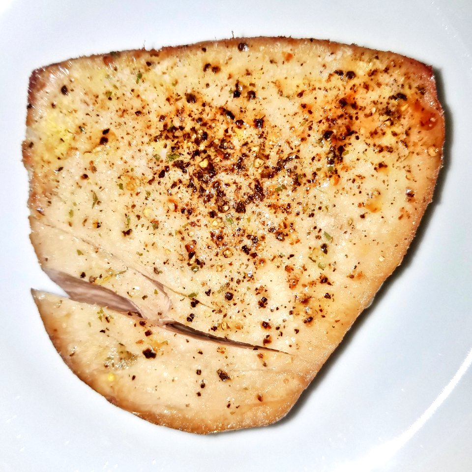 Tuna steak, olive oil, black pepper, garlic salt - Arlington, MA