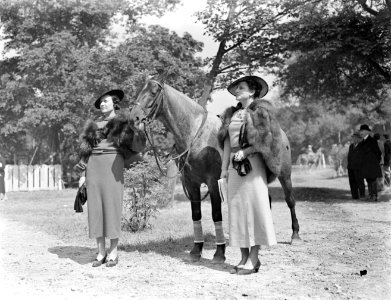 Twee dames met paard in de manage Neuilly links Mme Lefèvre, Bestanddeelnr 190-0804