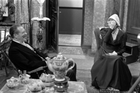 TV film NCRV nr 12 (l) Louis Borel in scene, nr 3 (l) Piet Ekel en Louis Bore, Bestanddeelnr 925-2656