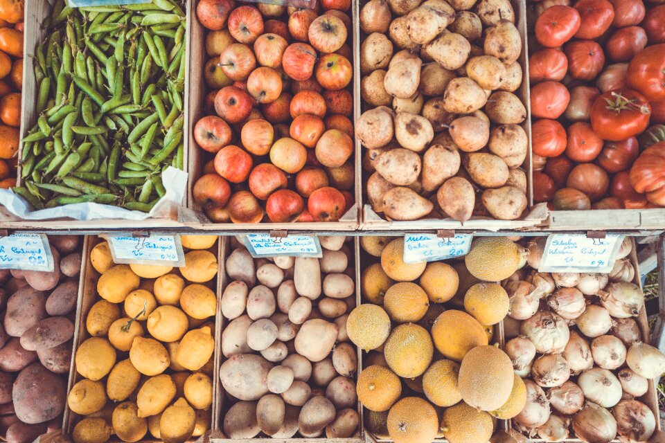 Fruit and vegetable stand grocery ingredients