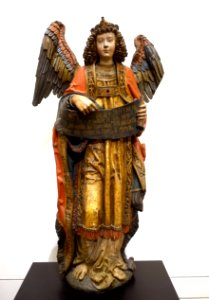 Two Angels with Banners, 2 of 2, Cologne, c. 1530, limewood, polychrome - Museum Schnütgen - Cologne, Germany - DSC00194