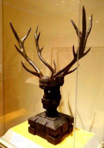 Two-headed tomb guardian (zhenmushou), Chu culture, Jiangling, Hubei, China, Warring States period, 300s-200s BC, wood, antlers, lacquer - Portland Art Museum - Portland, Oregon - DSC08581