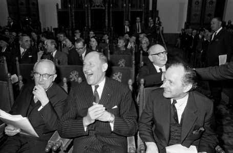 Twintigjarig bestaan Europese Beweging in Ridderzaal Den Haag . Luns in gesprek , Bestanddeelnr 920-8487