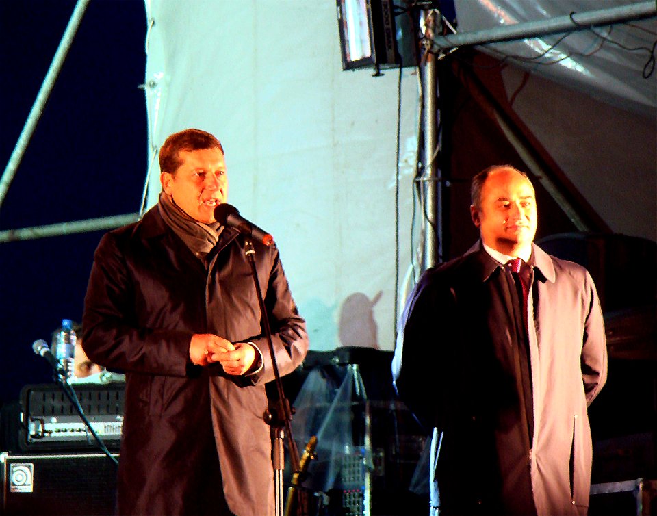 Two Mayors of Nizhny Novgorod Oleg Sorokin and Oleg Kondrashov congratulate citizens on The Day of the city (2011)