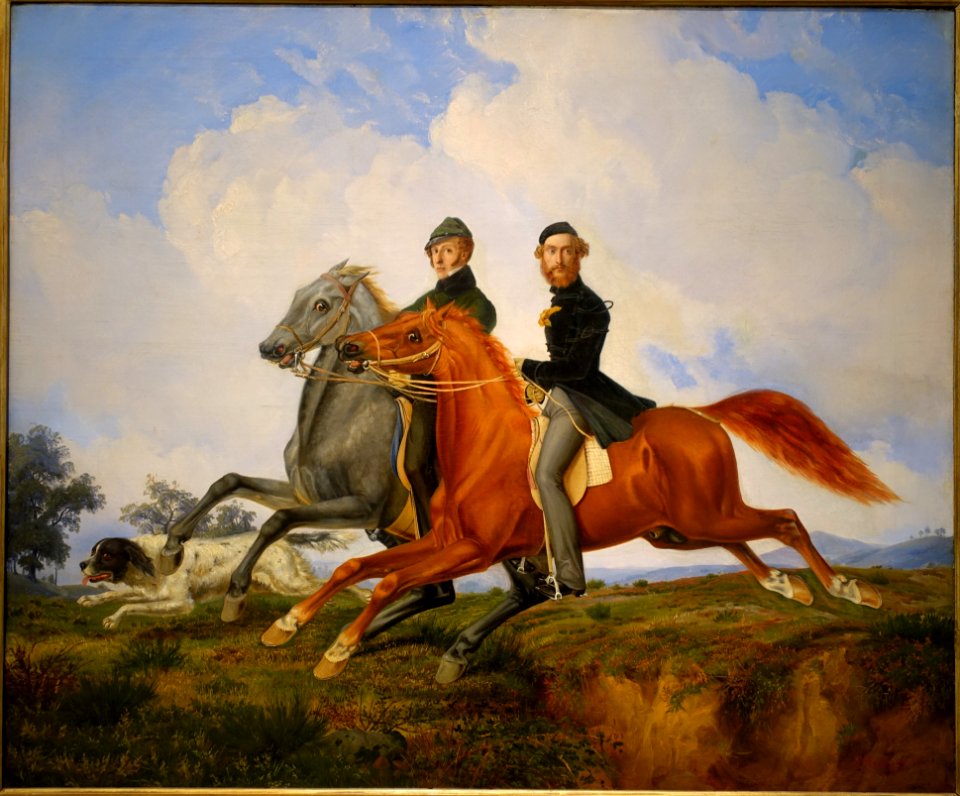 Two galloping rides, by Franz Kruger, 1851, oil on canvas - Germanisches Nationalmuseum - Nuremberg, Germany - DSC03541