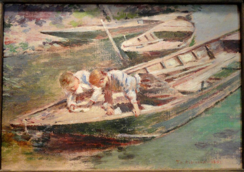 Two in a Boat, Theodore Robinson, 1891, oil on canvas adhered to cardboard - Phillips Collection - DSC04854
