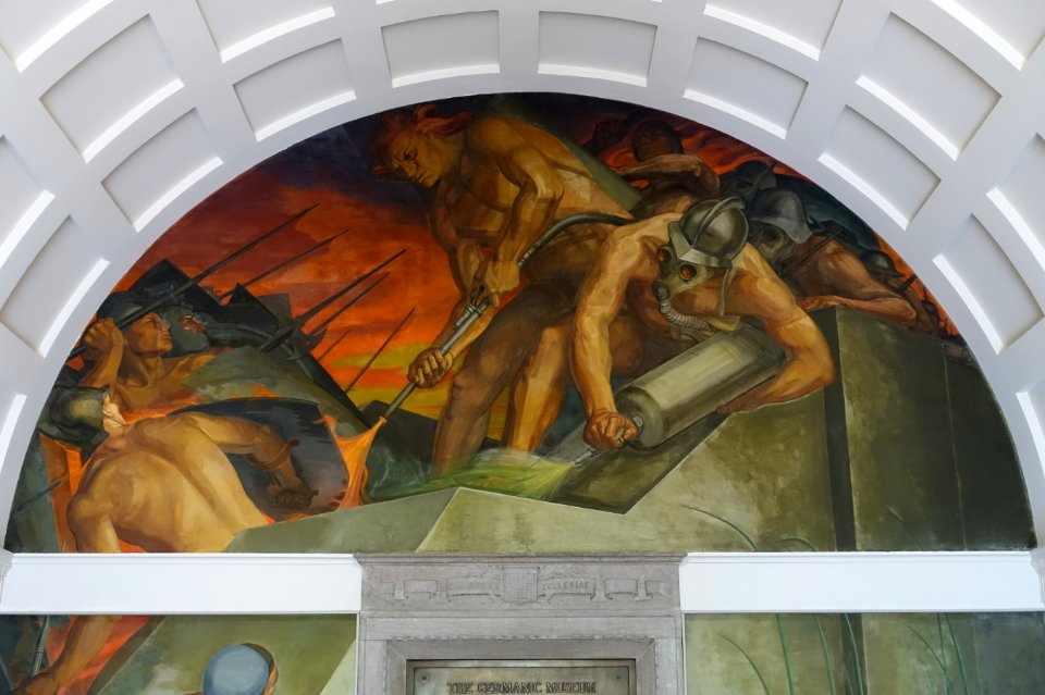 Twilight of the Gods by Lewis W. Rubenstein, painted 1930, unveiled 1937, fresco top section - Adolphus Busch Hall - Harvard University - DSC05650