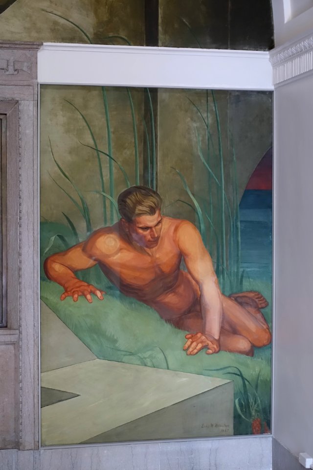 Twilight of the Gods by Lewis W. Rubenstein, painted 1930, unveiled 1937, fresco right section - Adolphus Busch Hall - Harvard University - DSC05652