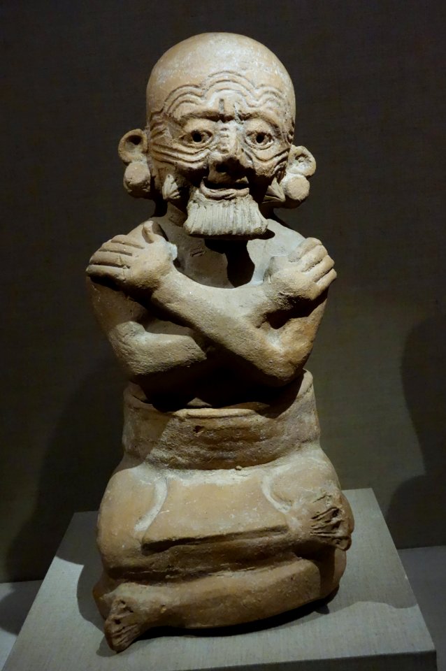 Two-part vessel of Old Fire God, Honduras, Maya culture, 600-800 AD, earthenware - De Young Museum - DSC00610