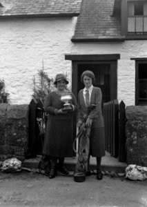 Two lady golfers, one with a trophy, Builth Wells (1294533)