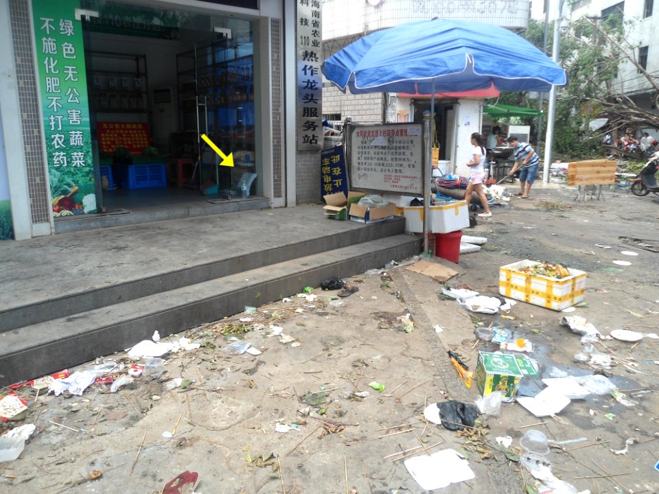 Typhoon Rammasun (2014) in Haikou - Yilong Road flood line