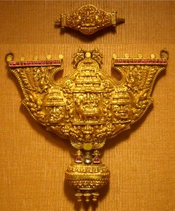 Two-part pectoral, Tamil Nadu, India, 19th century, gold, rubies and diamonds, Honolulu Academy of Arts