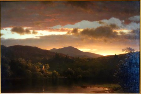 Twilight by Frederick Edwin Church, 1858, oil on canvas mounted on hardboard panel - De Young Museum - DSC00930