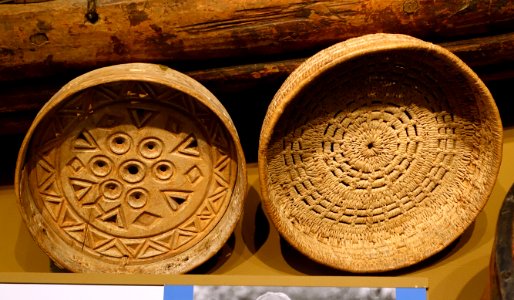 Two cheese molds, left Lapp people, Sapmi, Sweden, No. 1901.17.004, right Sami people, No. 1939.70.0076 - Etnografiska museet - Stockholm, Sweden - DSC01286