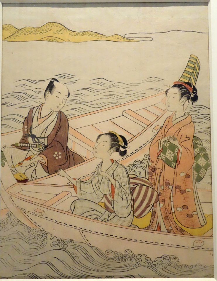 Two Beauties and a Man in Boats, by Suzuki Harunobu, Edo period, 18th century - Tokyo National Museum - DSC06263