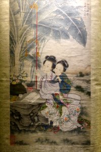 Two Beauties in a Garden by Gai Qi, view 1, China, Qing dynasty, Daoguang period, 1821-1850, watercolor on paper - Museu do Oriente - Lisbon, Portugal - DSC06985