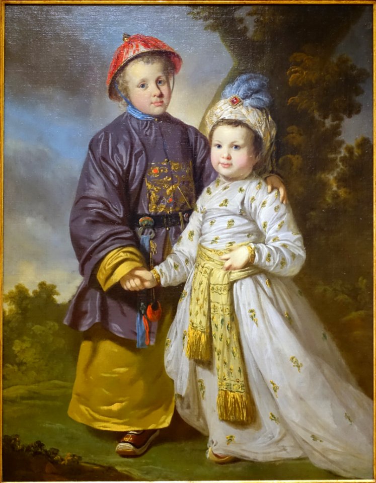 Two English Boys in Asian Clothing, by Tilly Kettle, England and India, c. 1780, oil on canvas - Peabody Essex Museum - DSC07300