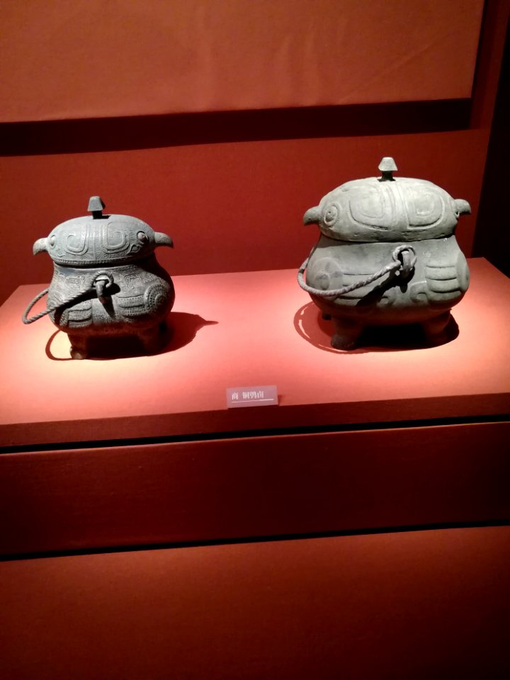 Two Bronze You of Owl Design, Shang dynasty, Hunan Museum