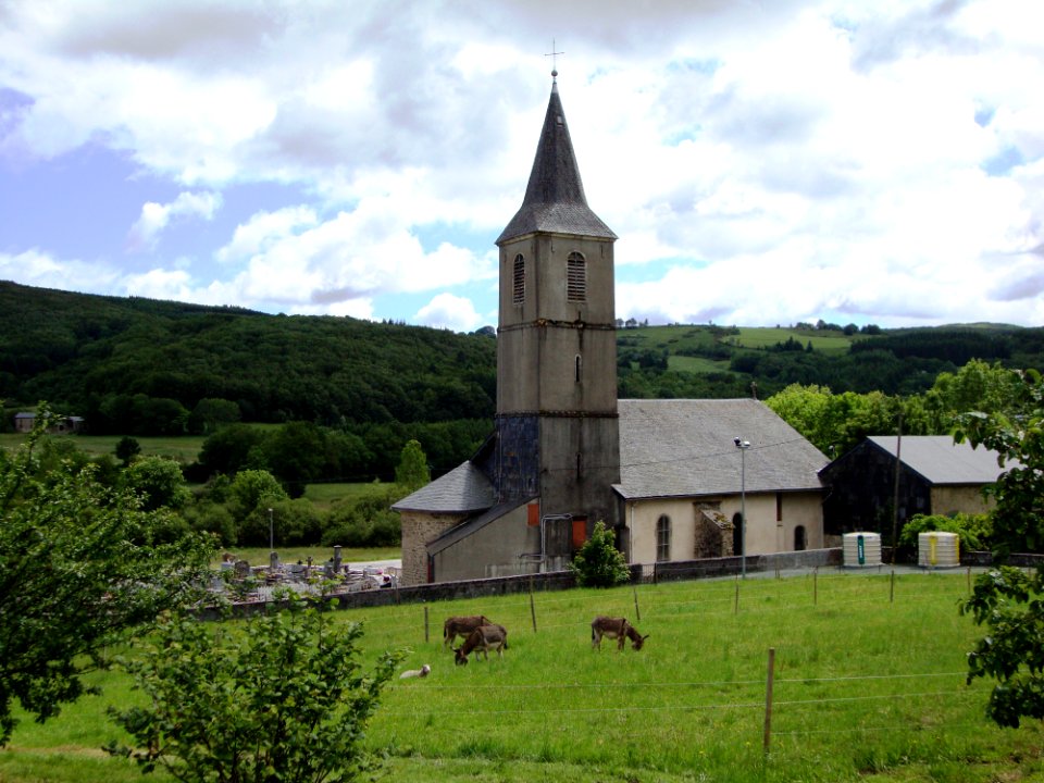 Murat-sur-Vèbre (Tarn, Fr) église Saint-Etienne et pré aux ânes