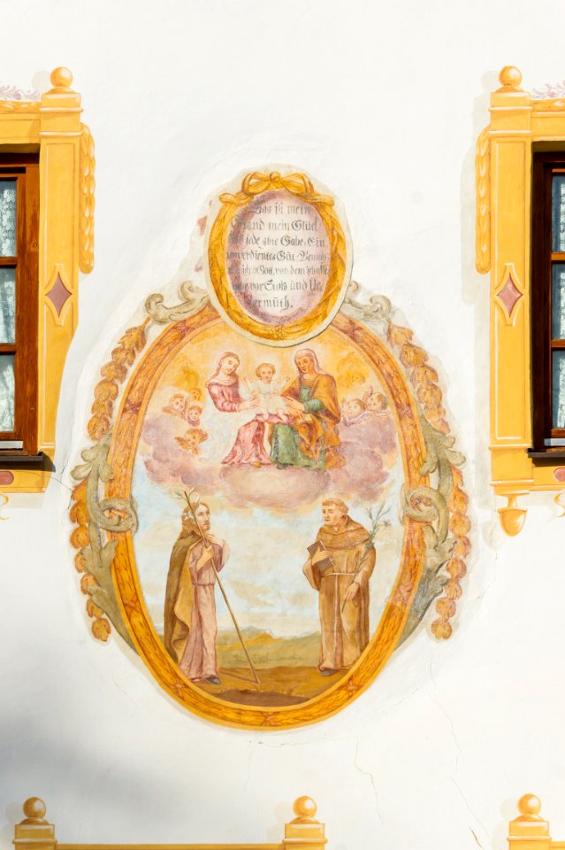 Mural Anna, Maria, Child, Joseph, Anthony of Padua, Oberammergau, Bavaria, Germany