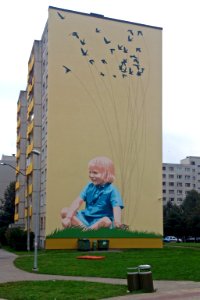 Mural on the apartmen building in Tallinn