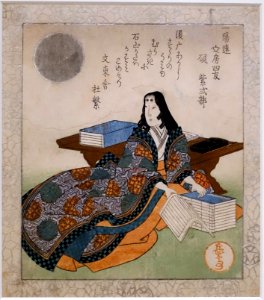Murasaki Shikibu, from Four Companions of the Writing Studio of the Ichiyo Circle, by Yashima Gakutei, Japan, Edo period, c. 1827 AD, woodblock print - Sackler Museum - Harvard University - DSC01706
