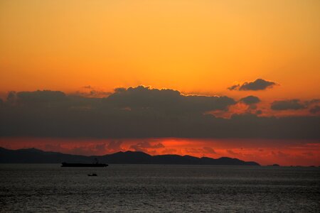 Sunrise riverside the changjiang river estuary