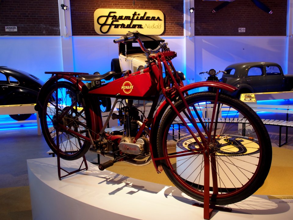 Old red colored Monark motorcycle pic3 Teknikens och Sjöfartens hus, Science and Maritime House