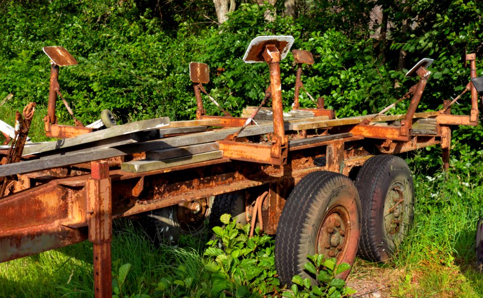 Old rusty boat trailer in Rixö Marina