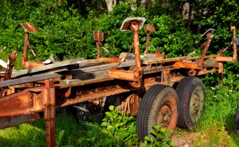 Old rusty boat trailer in Rixö Marina