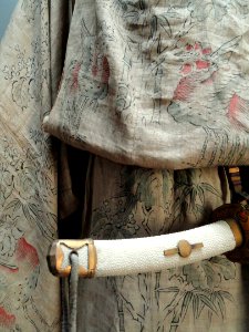 Omigoromo costume for bugaku dance - Treasure Hall, Itsukushima Shinto Shrine (Miyajima) - DSC02213