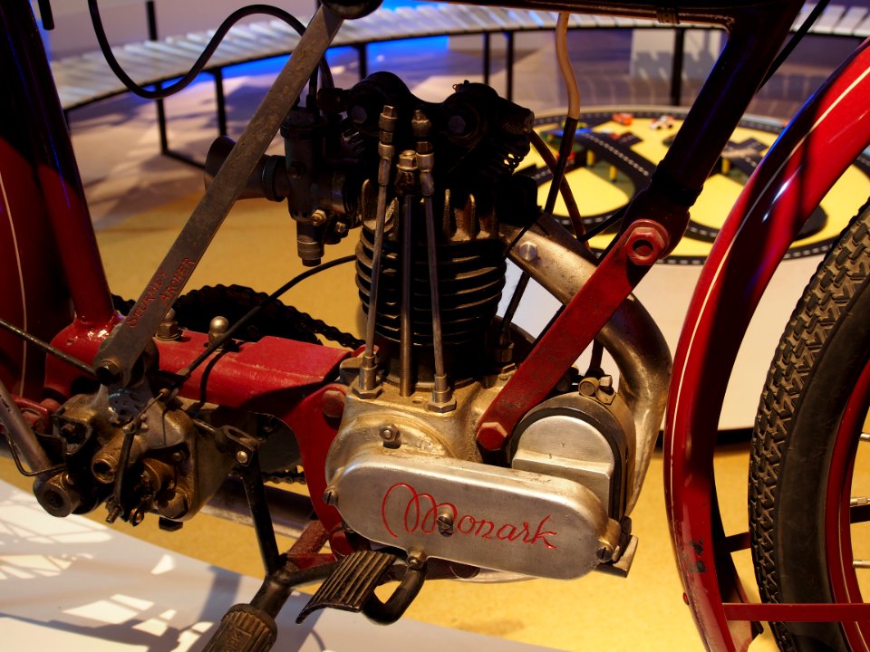 Old red colored Monark motorcycle pic4 Teknikens och Sjöfartens hus, Science and Maritime House