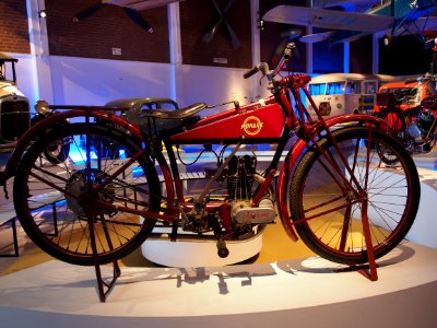 Old red colored Monark motorcycle pic2 Teknikens och Sjöfartens hus, Science and Maritime House