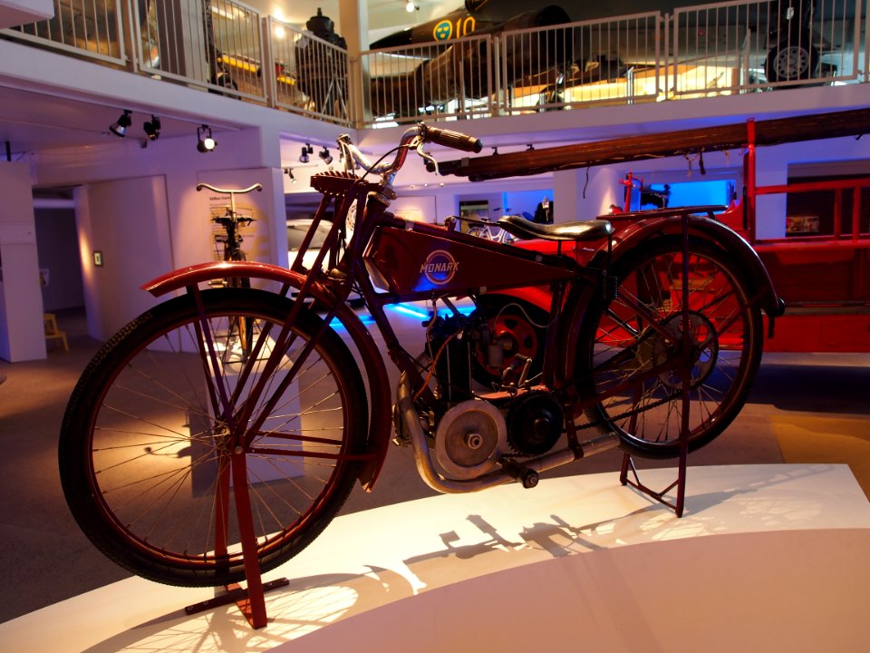 Old red colored Monark motorcycle pic7 Teknikens och Sjöfartens hus, Science and Maritime House
