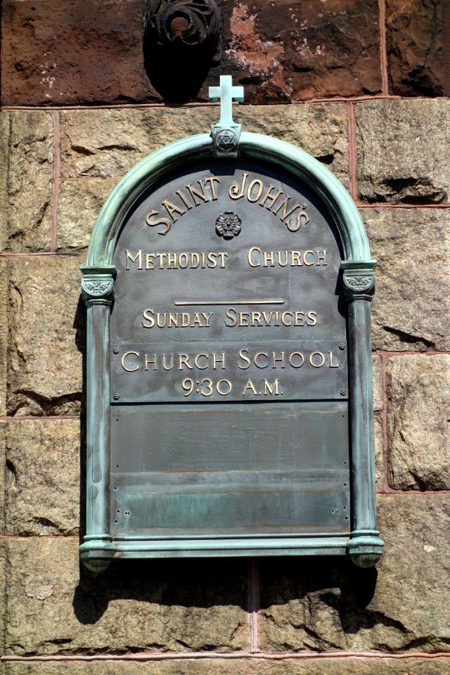 Old plaque on Grace Vision United Methodist Church - Watertown, MA - DSC03858