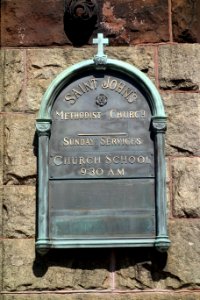 Old plaque on Grace Vision United Methodist Church - Watertown, MA - DSC03858