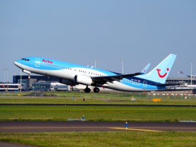 PH-TFC ArkeFly (TUI Airlines Nederland) Boeing 737-8K5 takeoff from Schiphol (AMS - EHAM), The Netherlands, 18may2014, pic-1