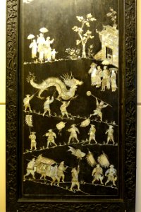Picture showing local ceremony, Nguyen dynasty, 19th to early 20th century, wood with mother of pearl inlay - National Museum of Vietnamese History - Hanoi, Vietnam - DSC05611