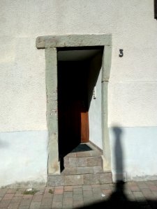 Pfinz, Pfinztal-Berghausen, Oberlinstraße, Hochwassermarke 20. Oktober 1824