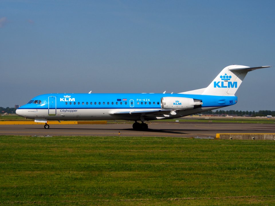 PH-KZK KLM Fokker 70 taxiing at Schiphol (AMS - EHAM), The Netherlands, 17may2014