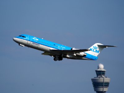 PH-KZN KLM Fokker 70 takeoff from Schiphol (AMS - EHAM), The Netherlands, 18may2014, pic-1 photo