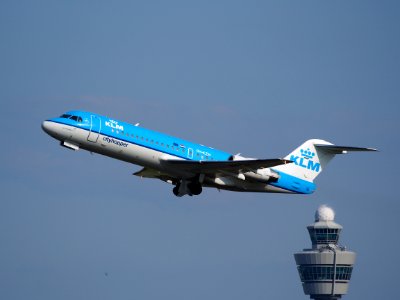 PH-KZN KLM Fokker 70 takeoff from Schiphol (AMS - EHAM), The Netherlands, 18may2014, pic-1