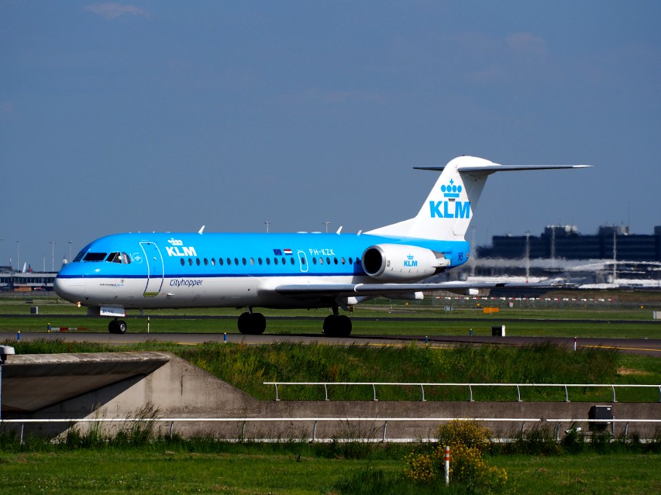 PH-KZK KLM Fokker 70 taxiing at Schiphol (AMS - EHAM), The Netherlands, 18may2014, pic-1
